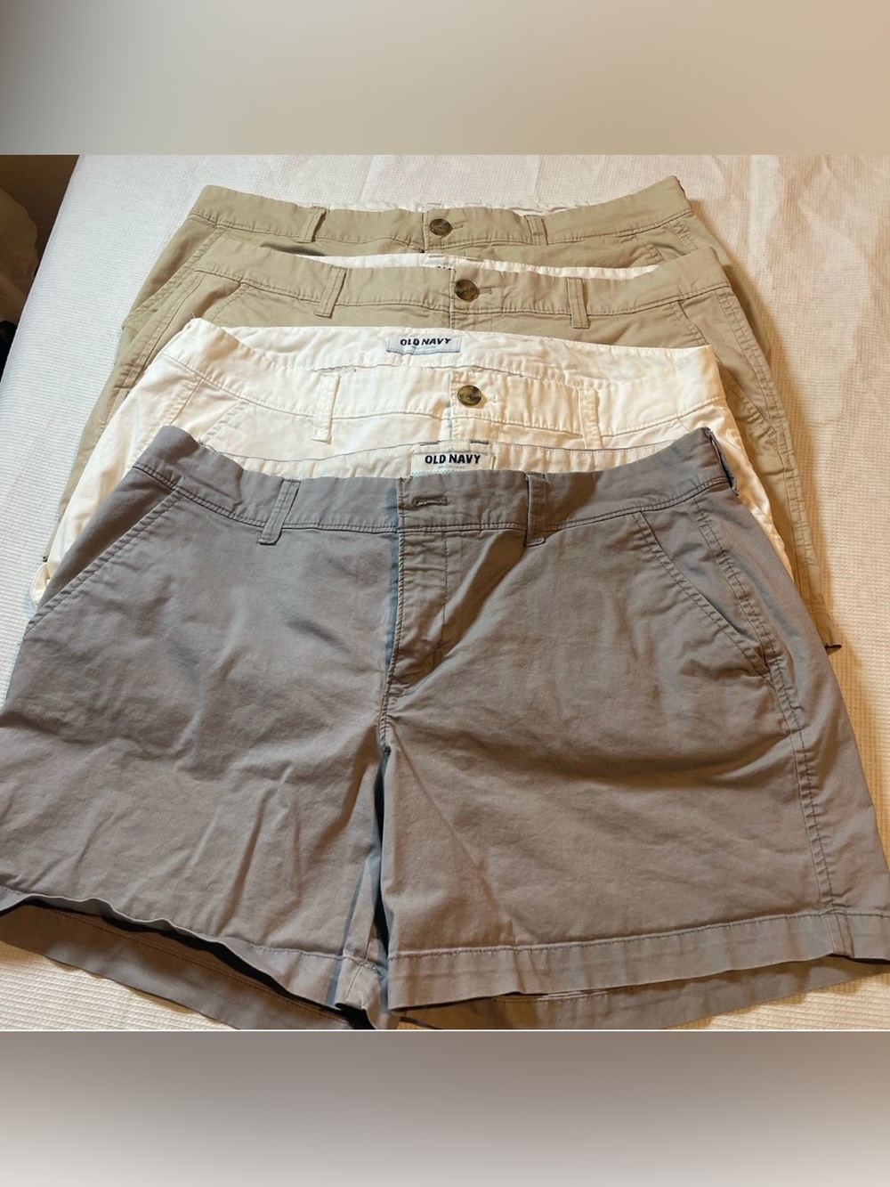 Old Navy Women's Chino Shorts Trio - Gray, Cream, Tan